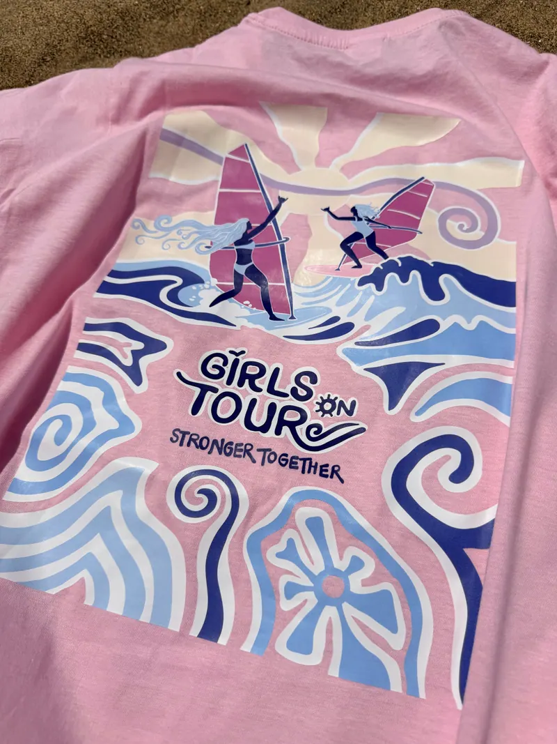 The Girls on Tour crew wearing the merch