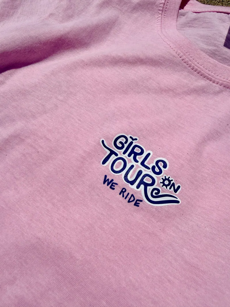 The Girls on Tour crew wearing the merch